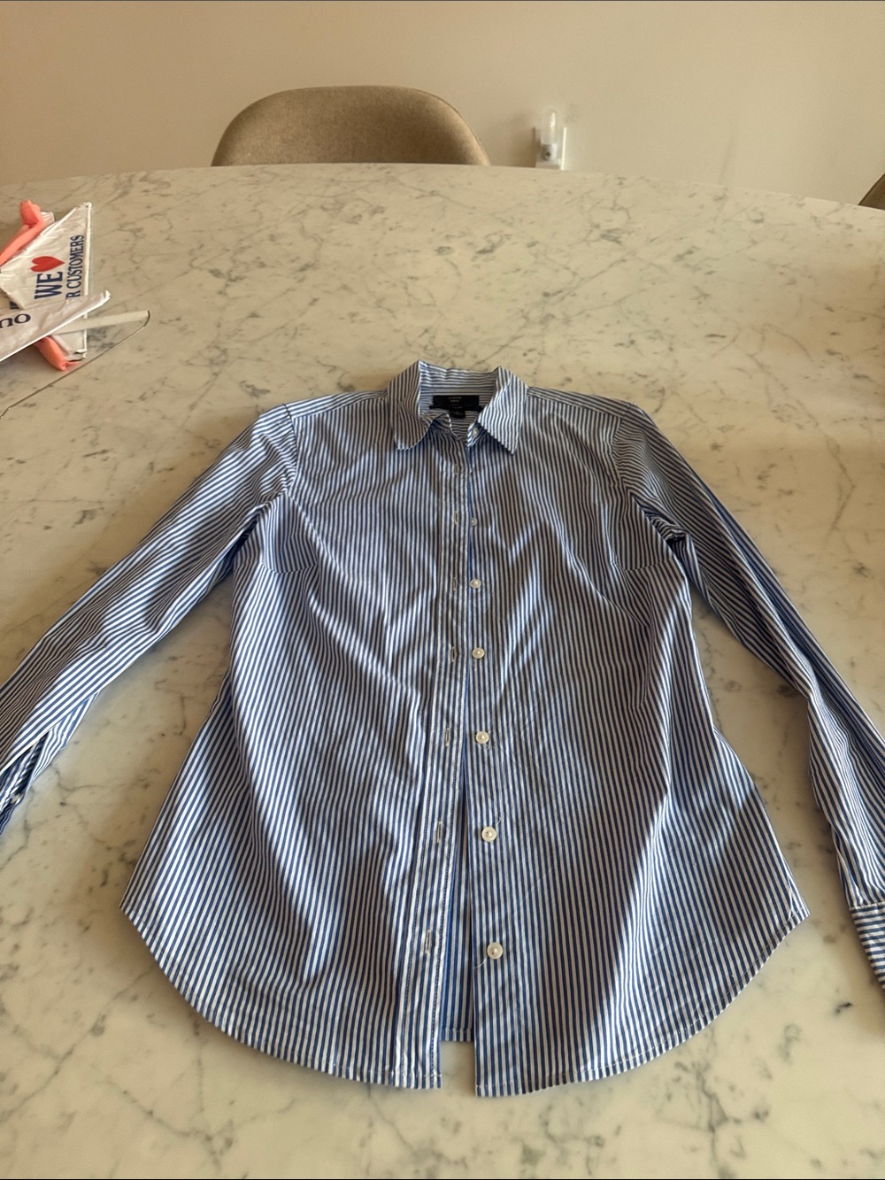 J. Crew Blue and White Vertical Stripe Dress Shirt